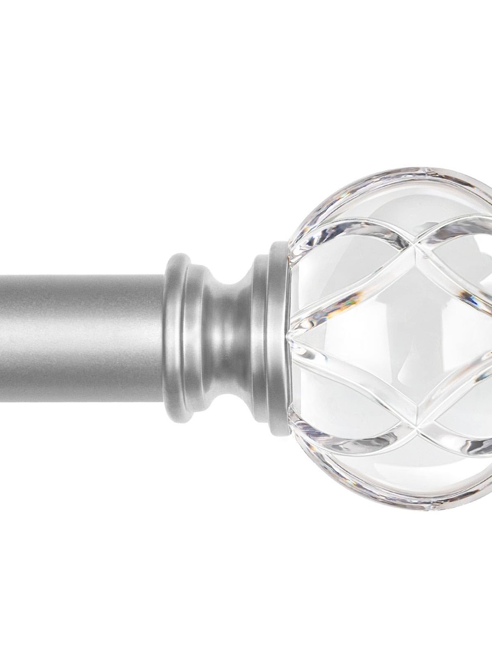 Silver Curtain Rod 66-120 Inch Crystal Ball Curtain Rod Finial - Silver